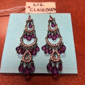 Beautiful dark silver pink purple dropping earrings